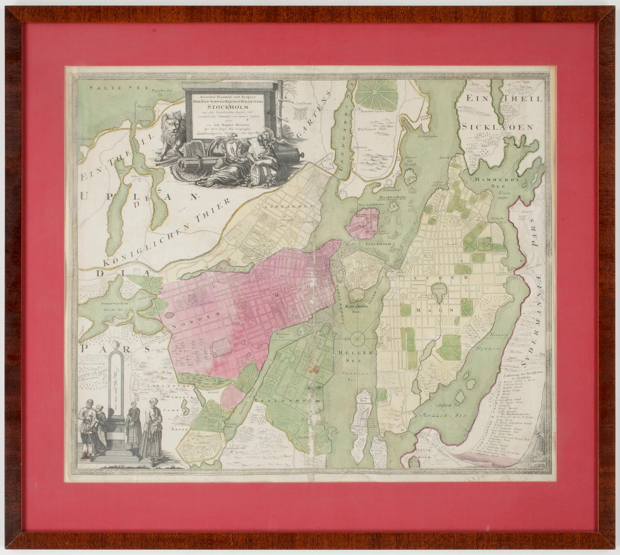 JOHAN BAPTISTA HOMANN, karta, "Der Kön. Schwed Reichs u Hauptstadt Stockholm..", Nürnberg.