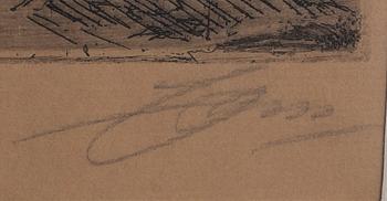 Anders Zorn, etsning, 1916, signerad.