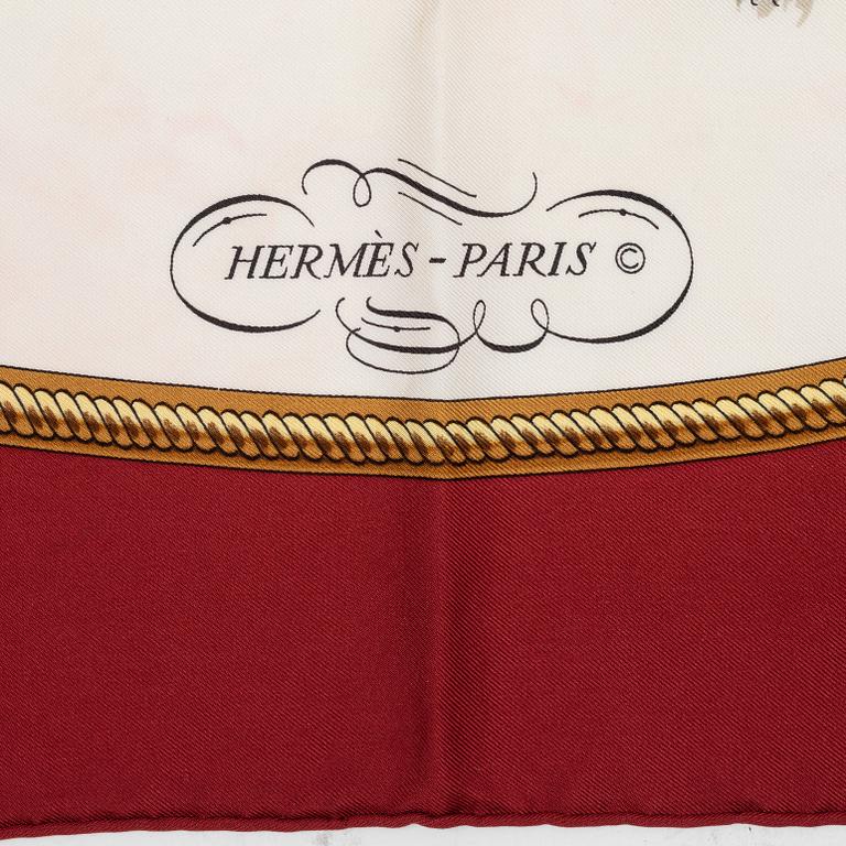 Hermès, two silk scarves.