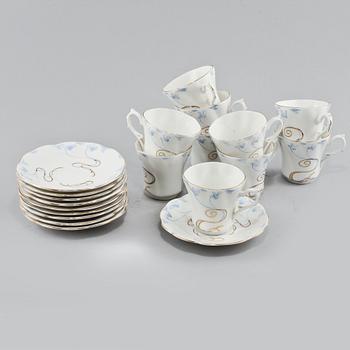 KAFFEKOPPAR med FAT, 10 st, porslin, Jugend, Rörstrand, 1900-talets första hälft.