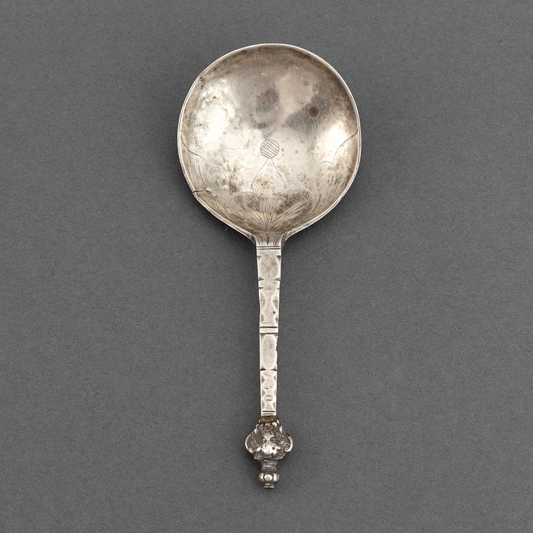 Otto Henrik Sjöberg, sked med dubbel kerubknopp, silver, Falun 1740 alt 1736.