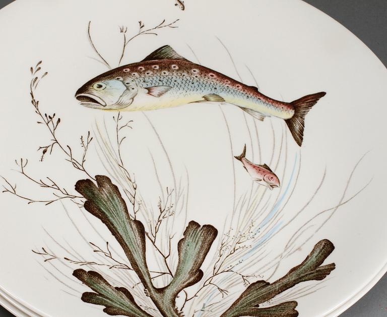 FISKSERVIS, 9 delar, flintgods, "Fish", Johnson Bros, England, 1900-talets andra hälft.