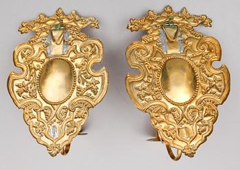 LJUSPLÅTAR, ett par, 1800-/1900-tal.