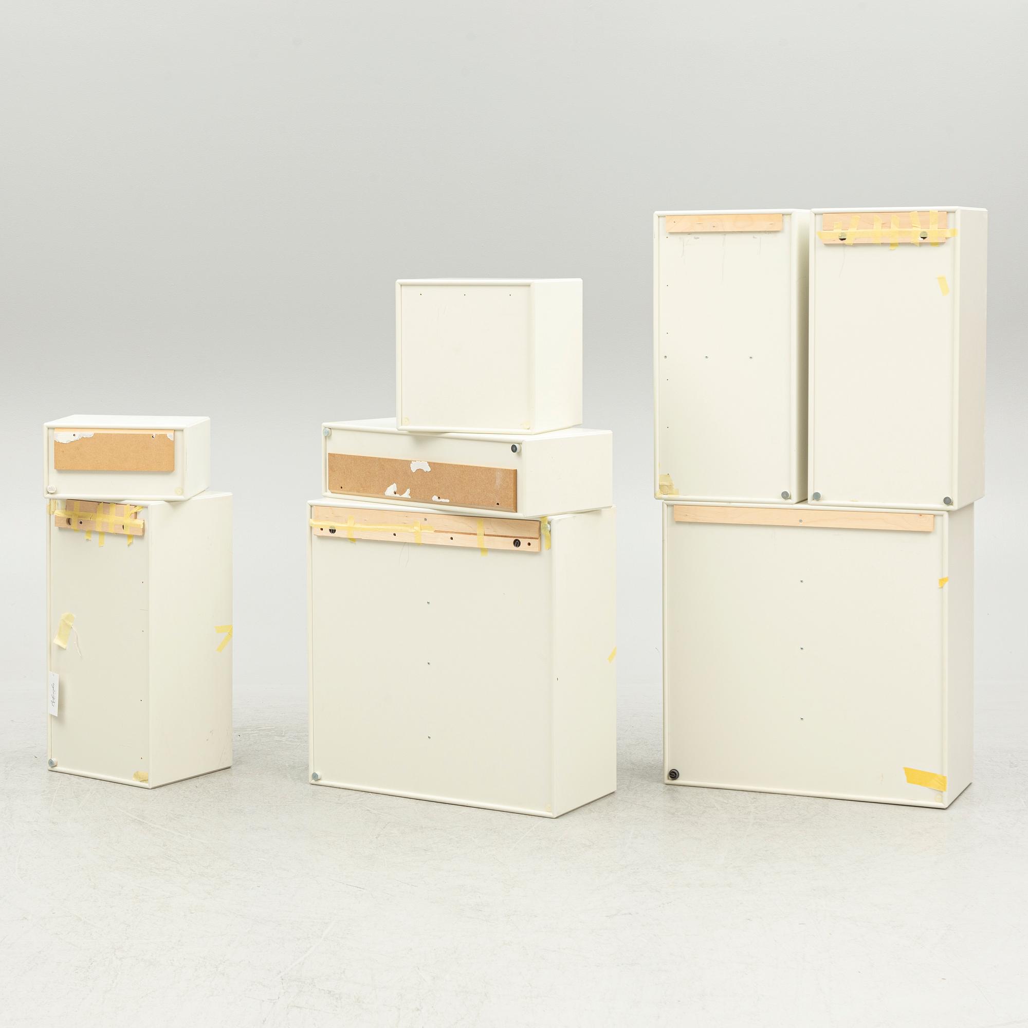 Peter J Lassen, shelving system, 8 pieces, 'Montana', Denmark and Nils Strinning, a 'String' module.