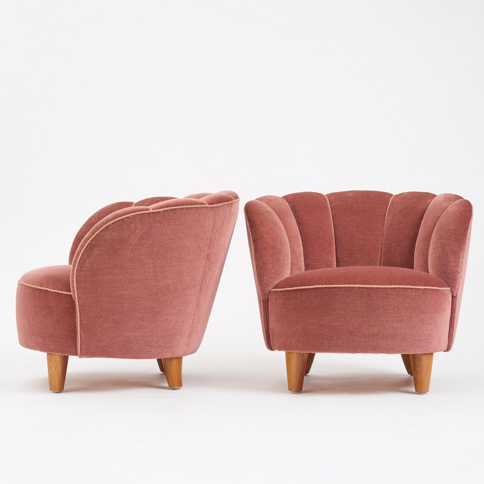 Otto Schulz, a pair of easy chairs, Boet, Gothenburg 1940s.