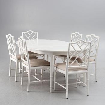 A 7-piece dining group, Miranda of Sweden, late 20th Century.