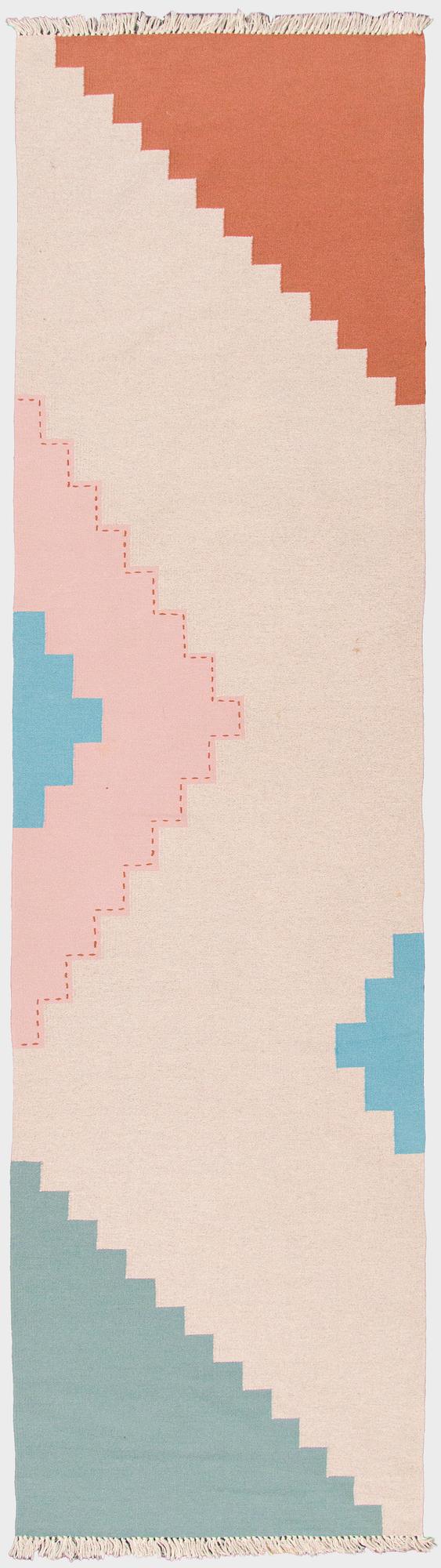 Tarja Laakso, A finnish flat weace carpet, made to order, manufacturer Kouvola Taito Shop. Circa 500 x 140 cm.