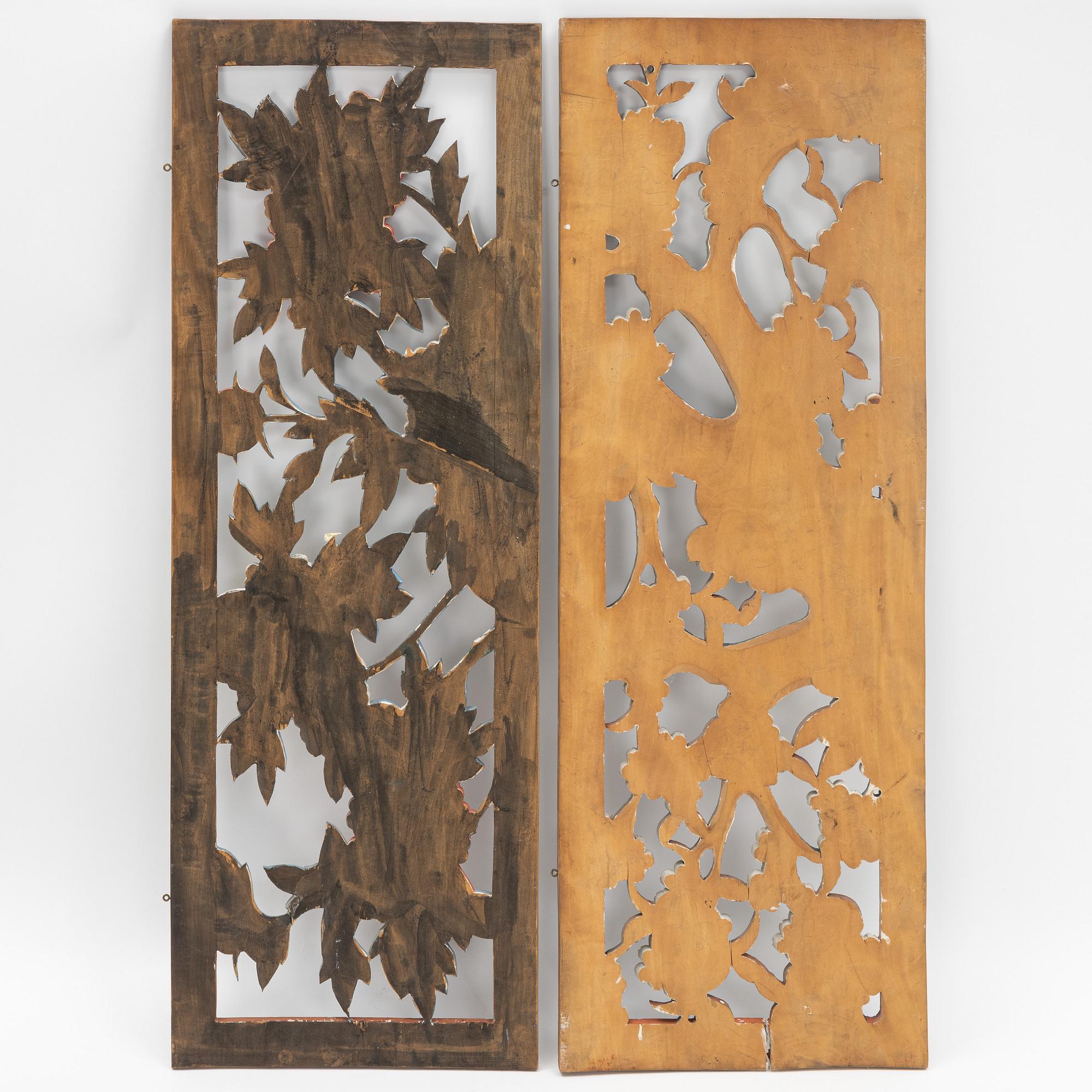 A set of two Japanese wooden panels, early 20th Century.