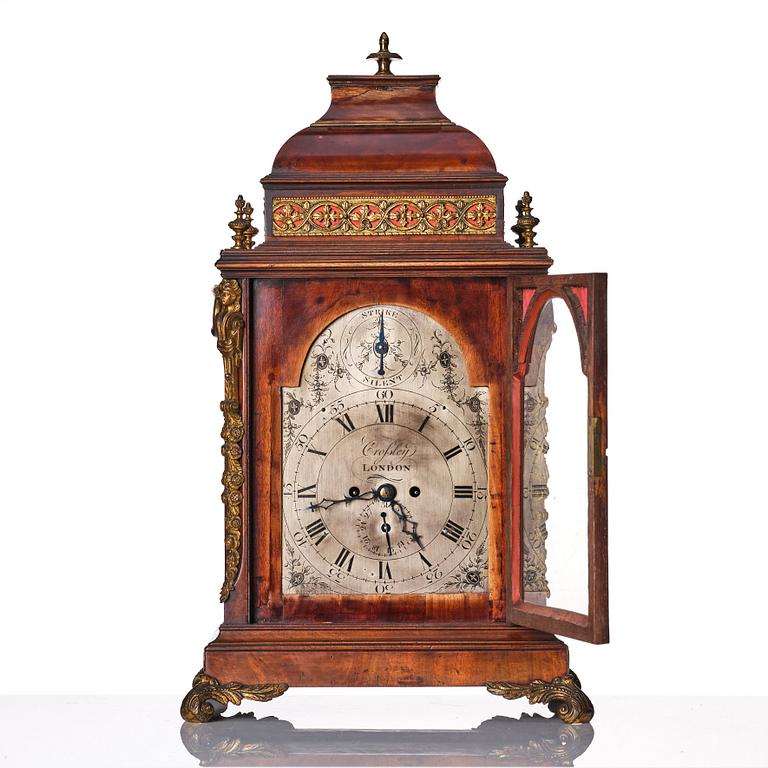 A George III brass mounted mahogany bracket clock by James Crossley (1776-1818) London, circa 1780.