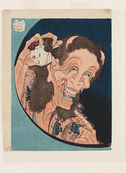 TRÄSNITT (2), Hokusai (1760-1849). Ur serien: Hyaku monogatari, troligen senare tryck, 1800-tal.