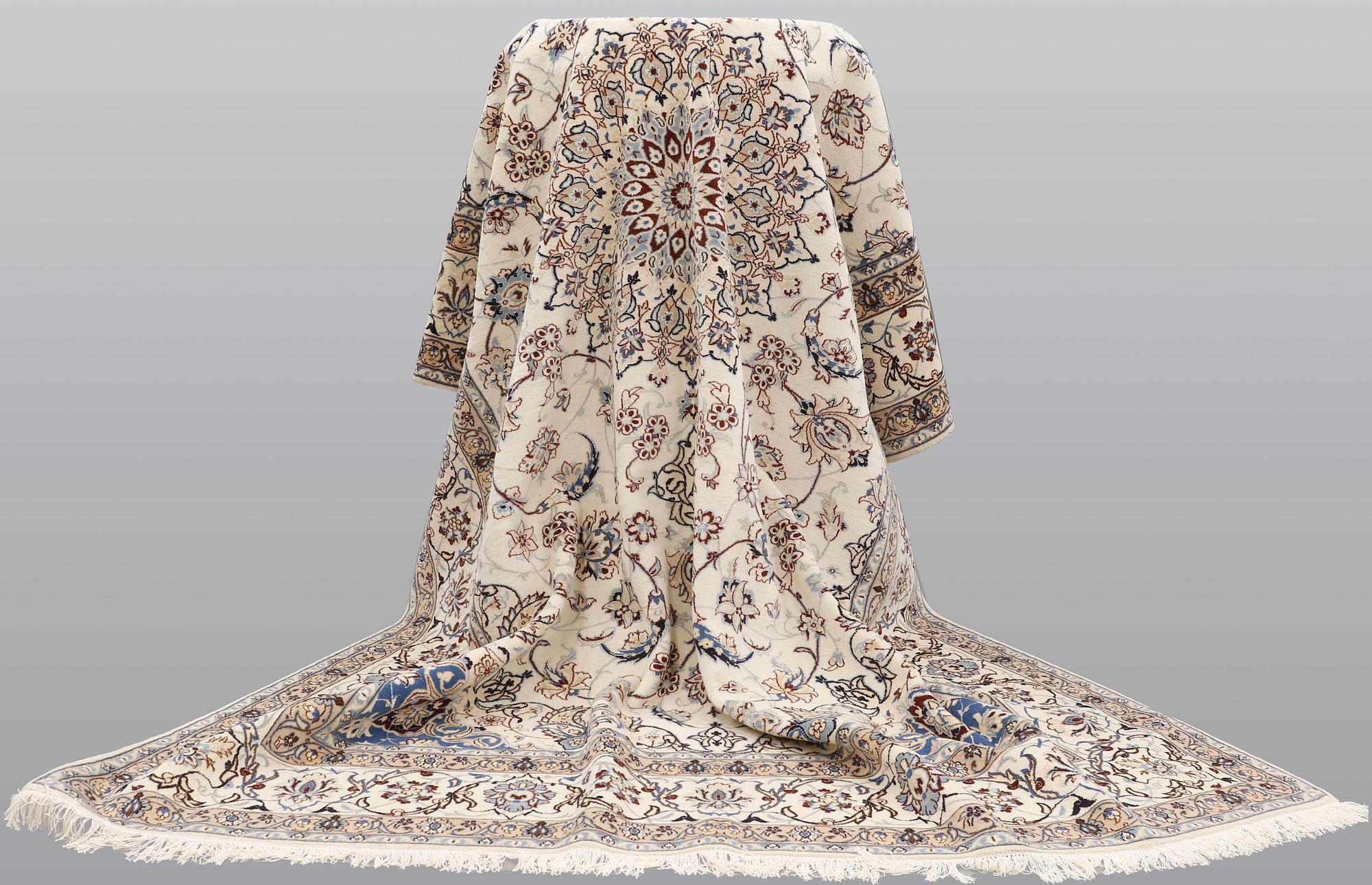 A carpet, Nain part silk so called 9 LAA, ca 368 x 259 cm.