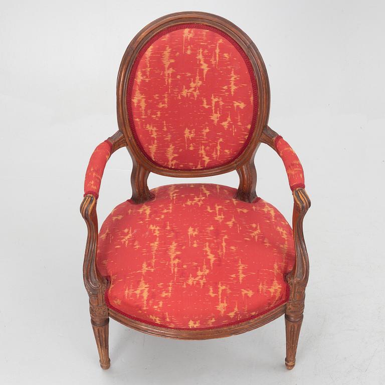A pair of Louis XVI armchairs, second part of the 18th century.