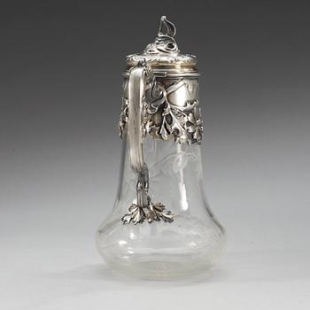 A Russian 20th century glass and parcel- gilt jug.