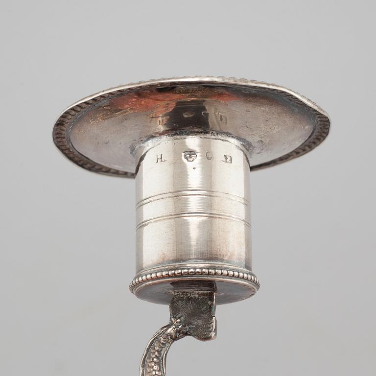 a pair of silver candlesticks, Stockholm, 1814.