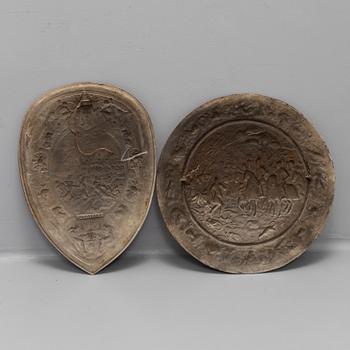 Two swedish decorative shields, ca 1900.