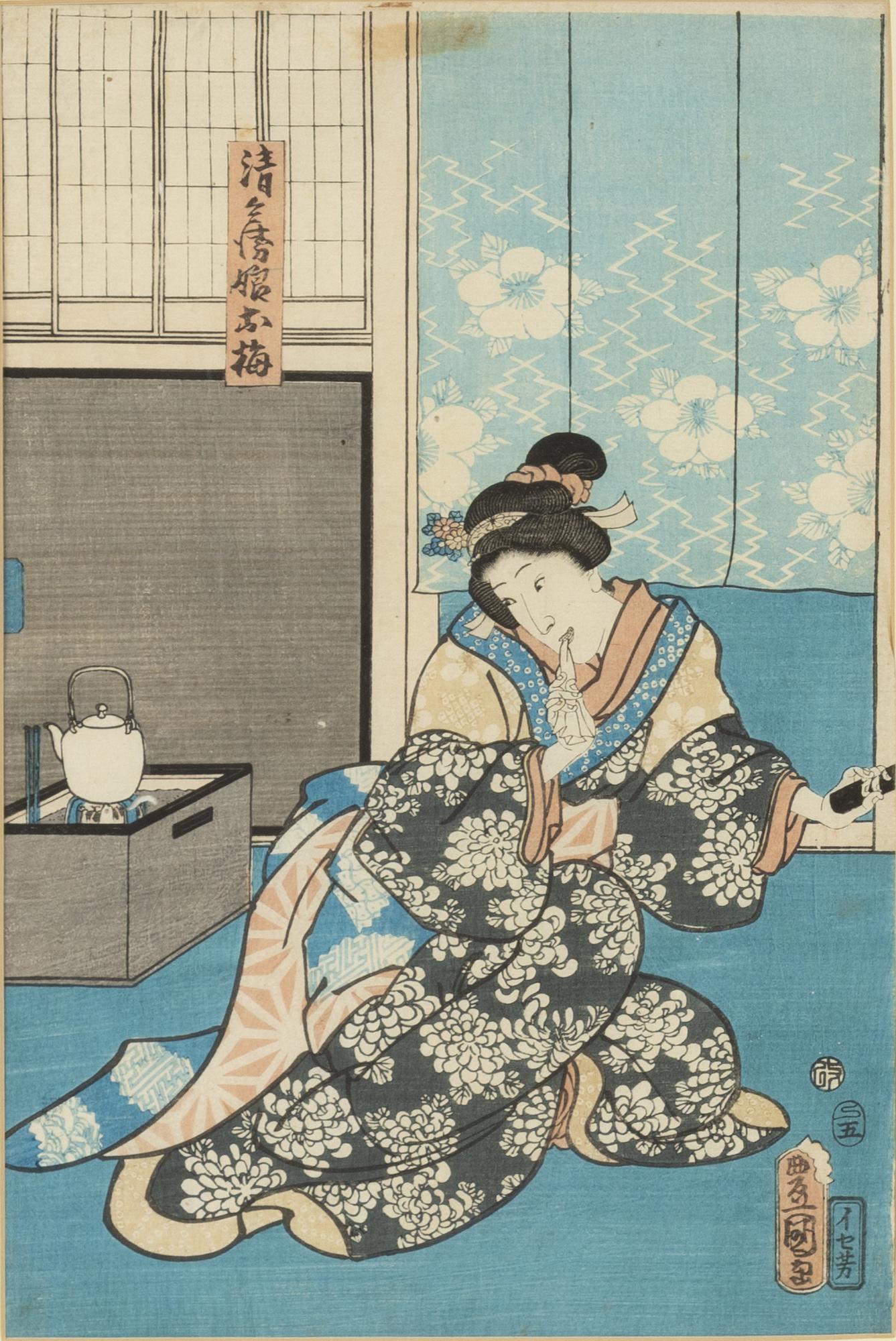 Utagawa Kunisada, färgträsnitt, 2 st, Japan, 1800-talets mitt.