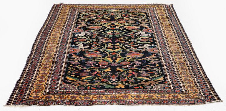 An antique pictoral, probably Luri, rug, south-west Persia, c. 193 x 134 cm.