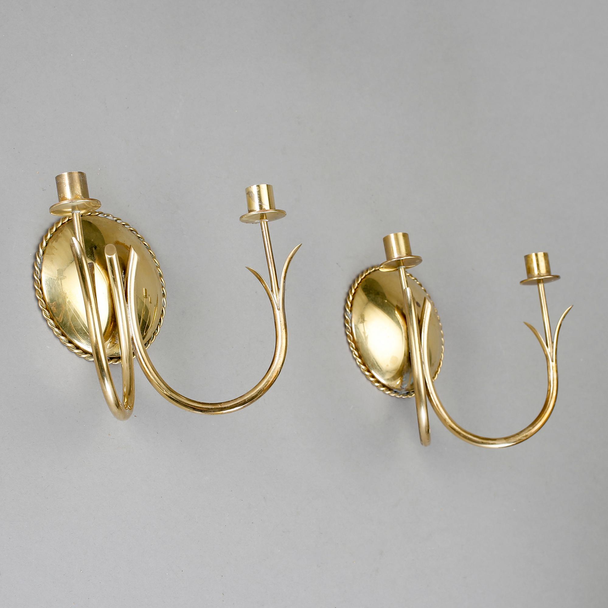 VÄGGLAMPETTER, ett par. Gunnar Ander, Ystad Metall, 1950-tal.
