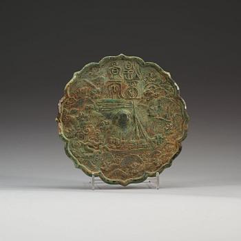 1289. SPEGEL, brons. Troligen Song dynastin (960-1279).