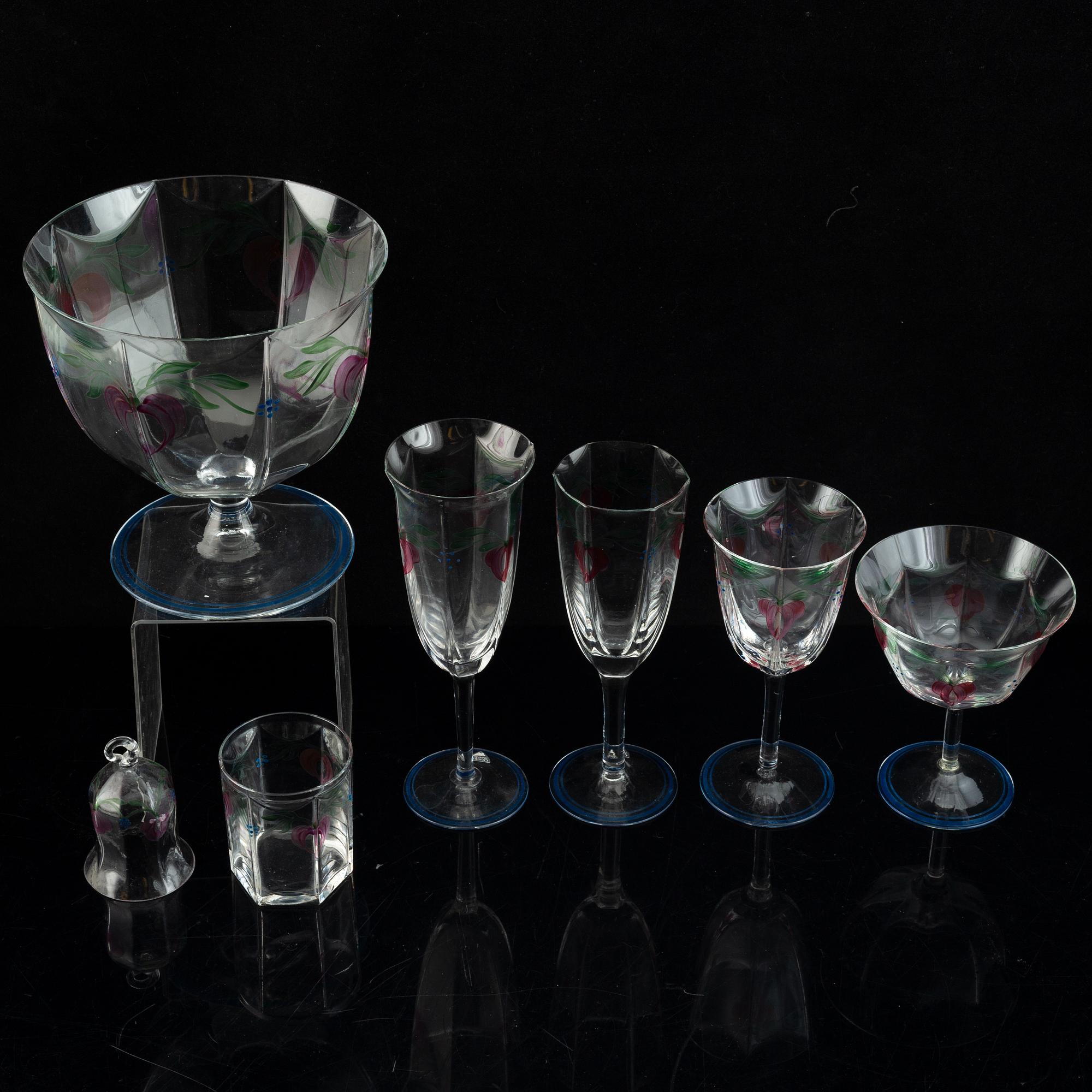 Eva Englund, servis, glas "Maja", Orrefors. 21 delar.