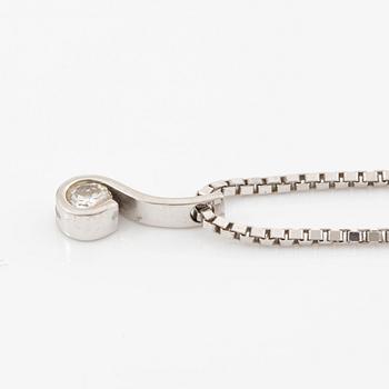 Pendant with chain, 18K white gold set with a small brilliant-cut diamond.