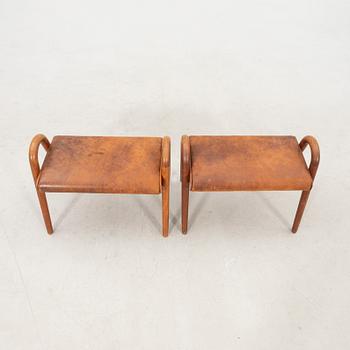 Vilhelm Lauritzen stools, a pair for Fritz Hansen Denmark, 1950s.