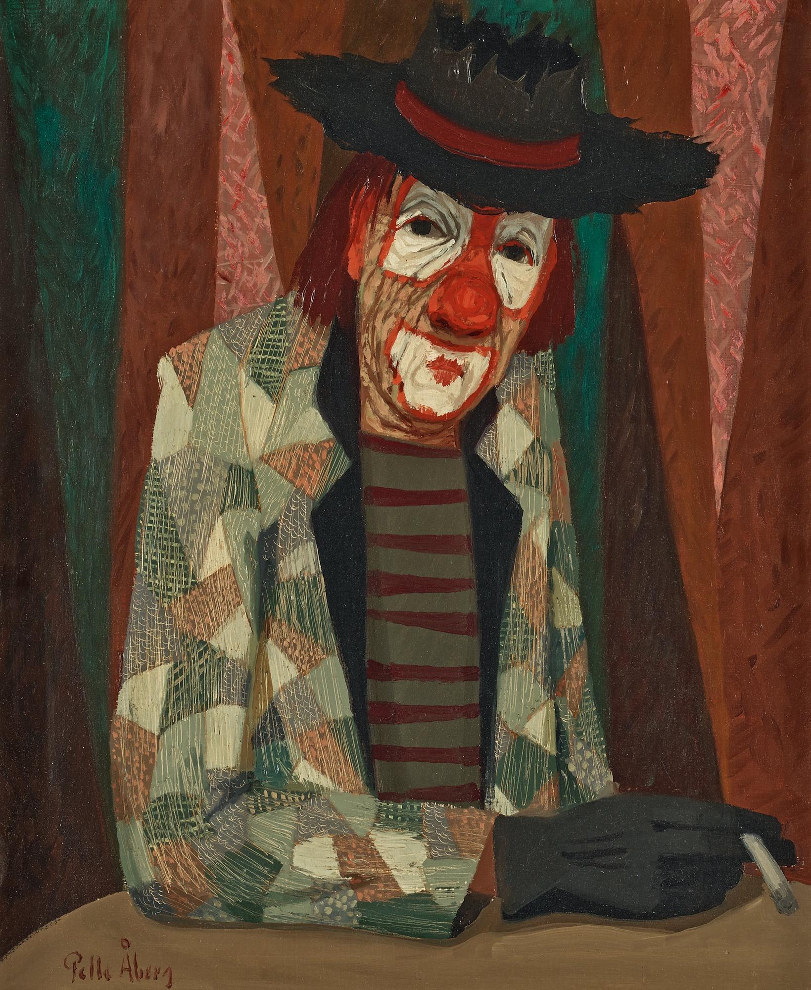 Pelle Åberg, Clown vid cafébord.