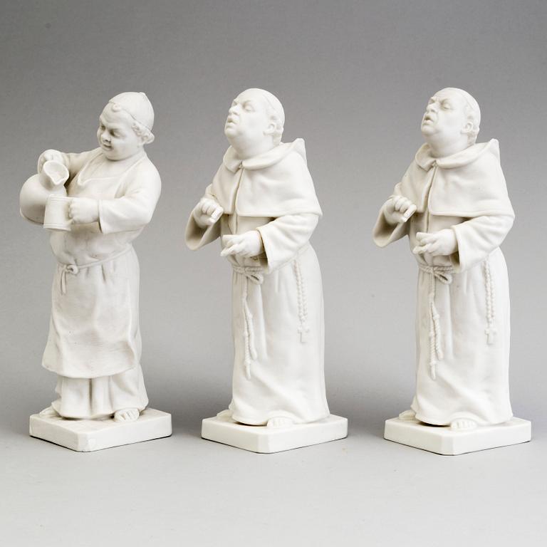 FIGURER, tre st (2+1), parian, Gustafsberg 1896.