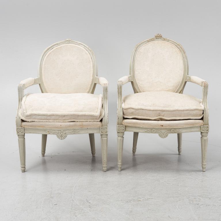 A matched pair of Gustavian armchairs, second part of the 18th Century.
