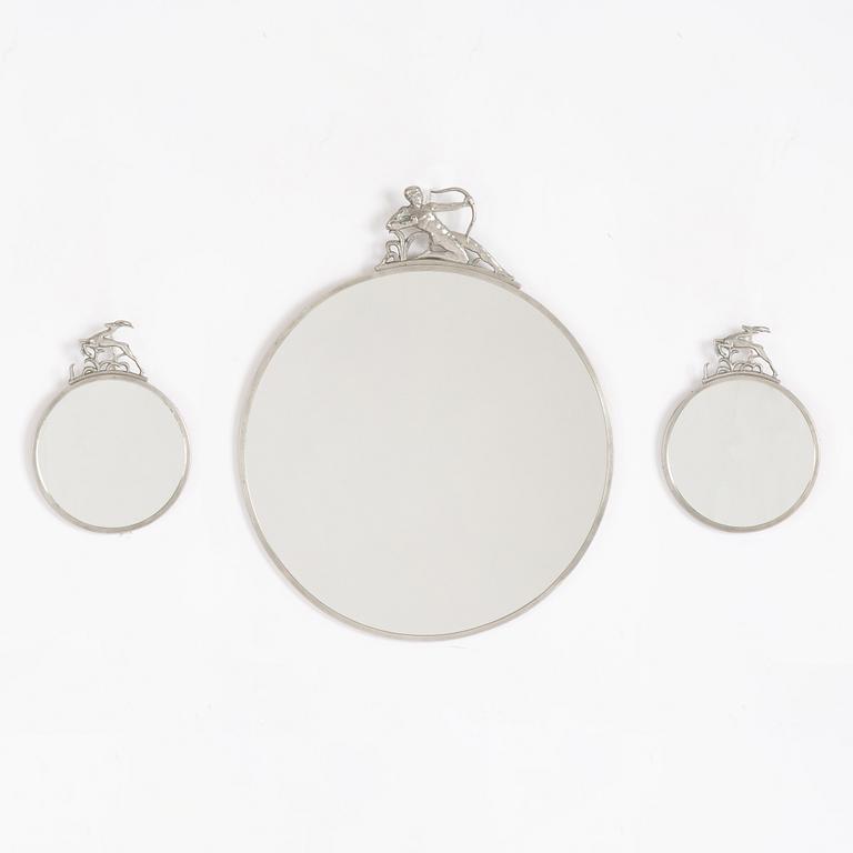 Three mirrors, including CG Hallberg, Sweden, 1930s.