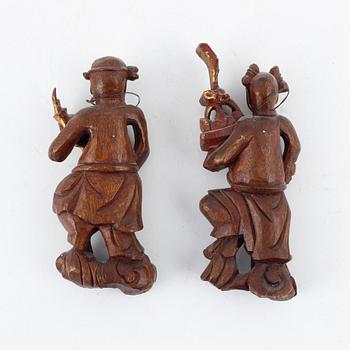 A group of five sculptured wooden decorative objects, late Qingdynasty.