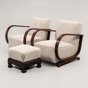 Armchairs, a pair, Art Deco, first half of the 20th century.