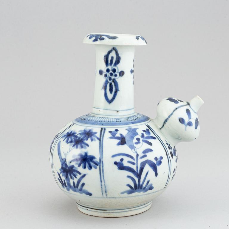 A blue and white South east asian Kendi, 20th century.