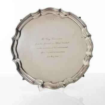 An English silver salver, mark of Roberts & Dore Ltd, Sheffield 1967.