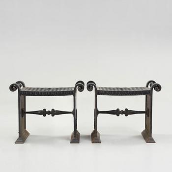 Folke Bensow, a pair of cast iron stools 'Taburett Nr 1', by Näfveqvarns Bruk, Sweden ca 1925.