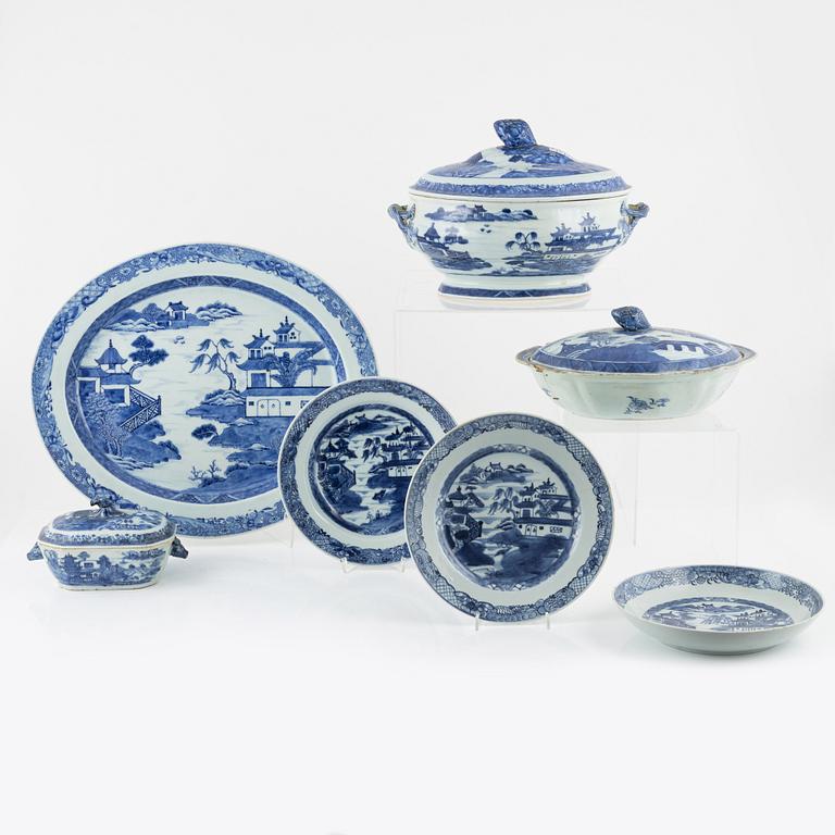 Parts of a dining service, 45 pieces, porcelain, China, mostly Qianlong (1736-95).