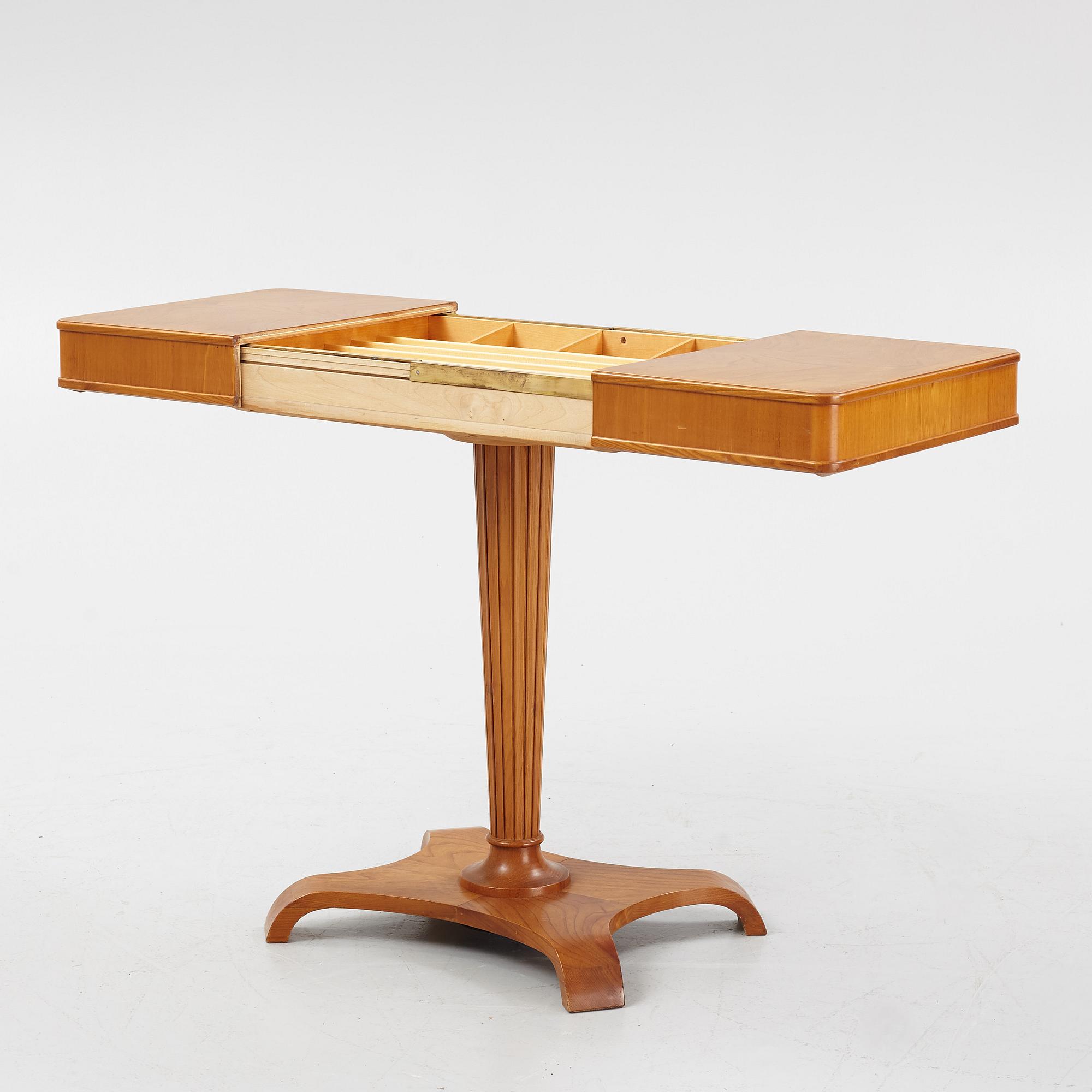 A Swedish Modern elm sewing table, Svenska Möbelfabrikerna, Bodafors, 1940's.