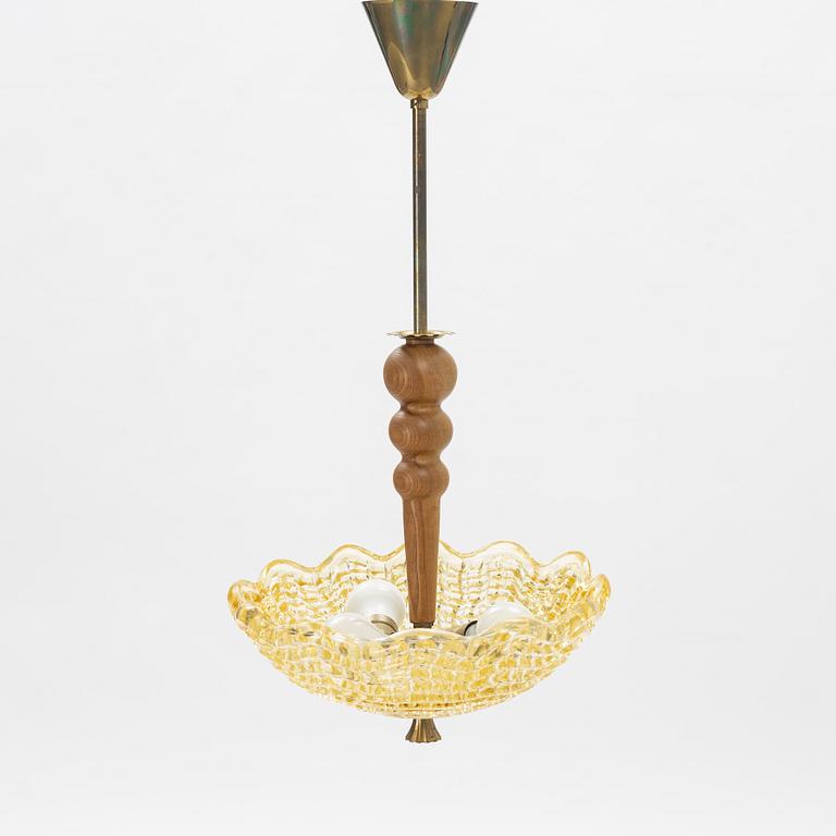 A Swedish Modern ceiling light, Orrefors, 1940's/50's.