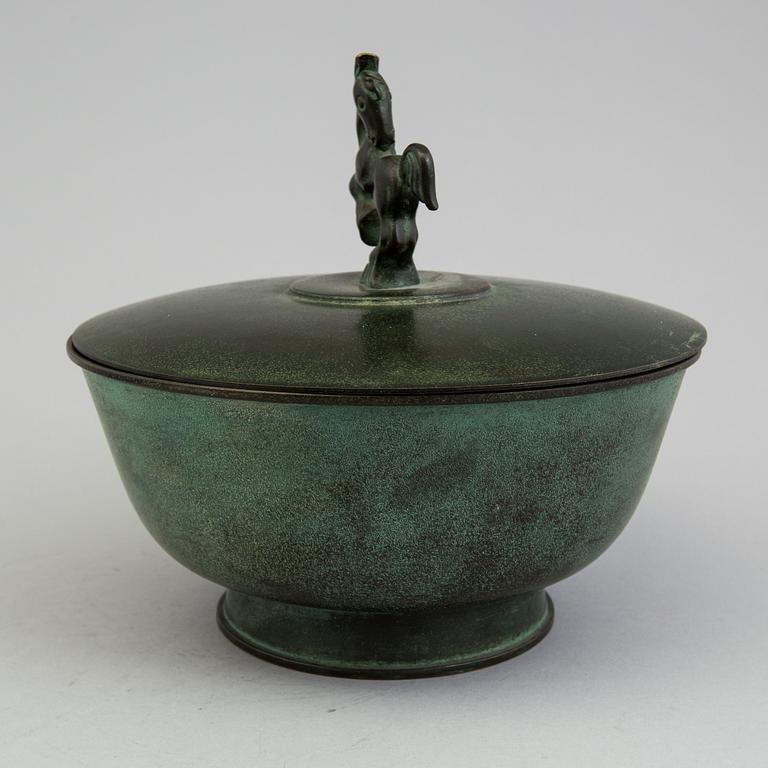 A lidded bronze bowl from Ystad Brons, 1920's/30's.