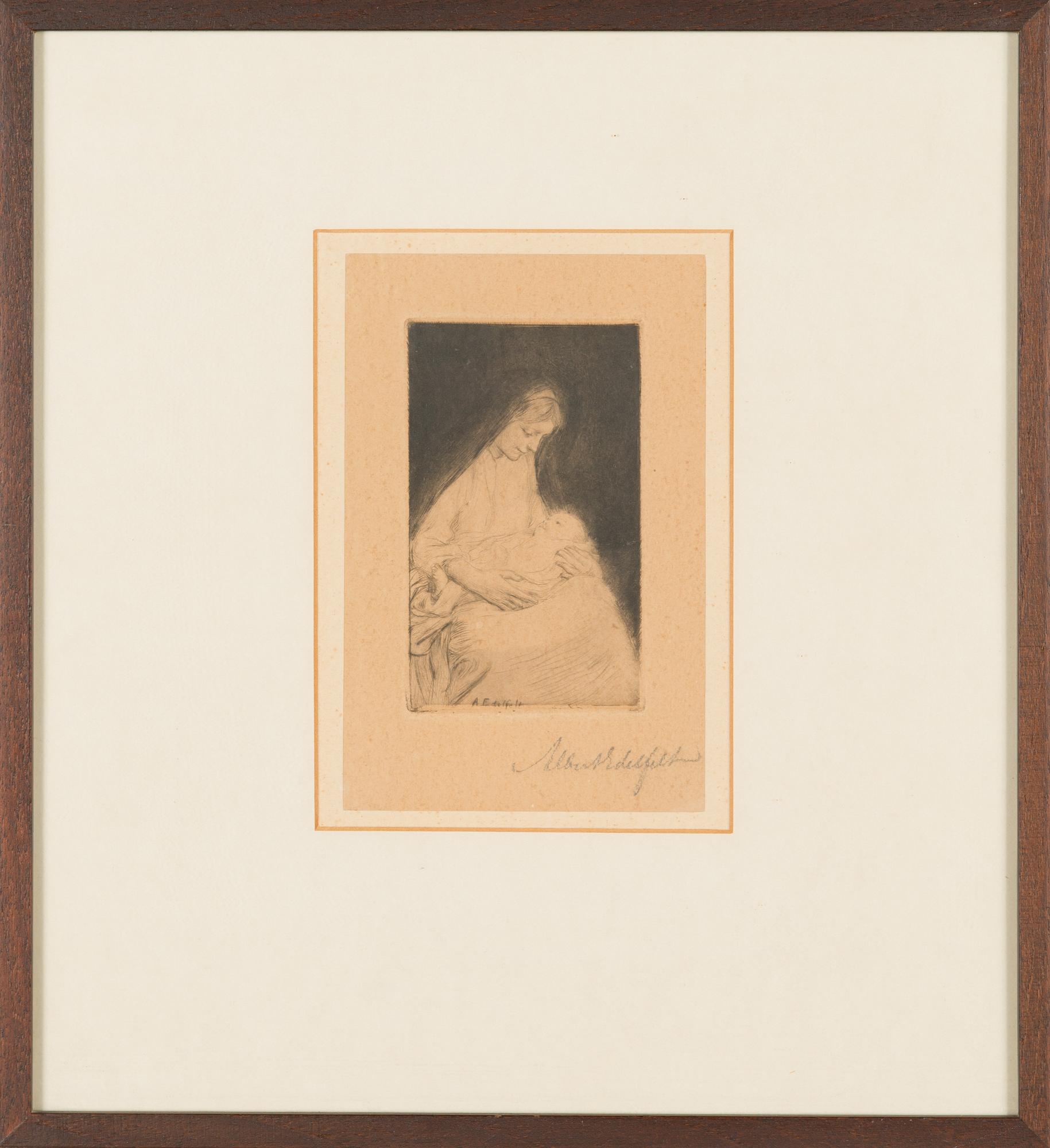 Albert Edelfelt, etsning, signerad.