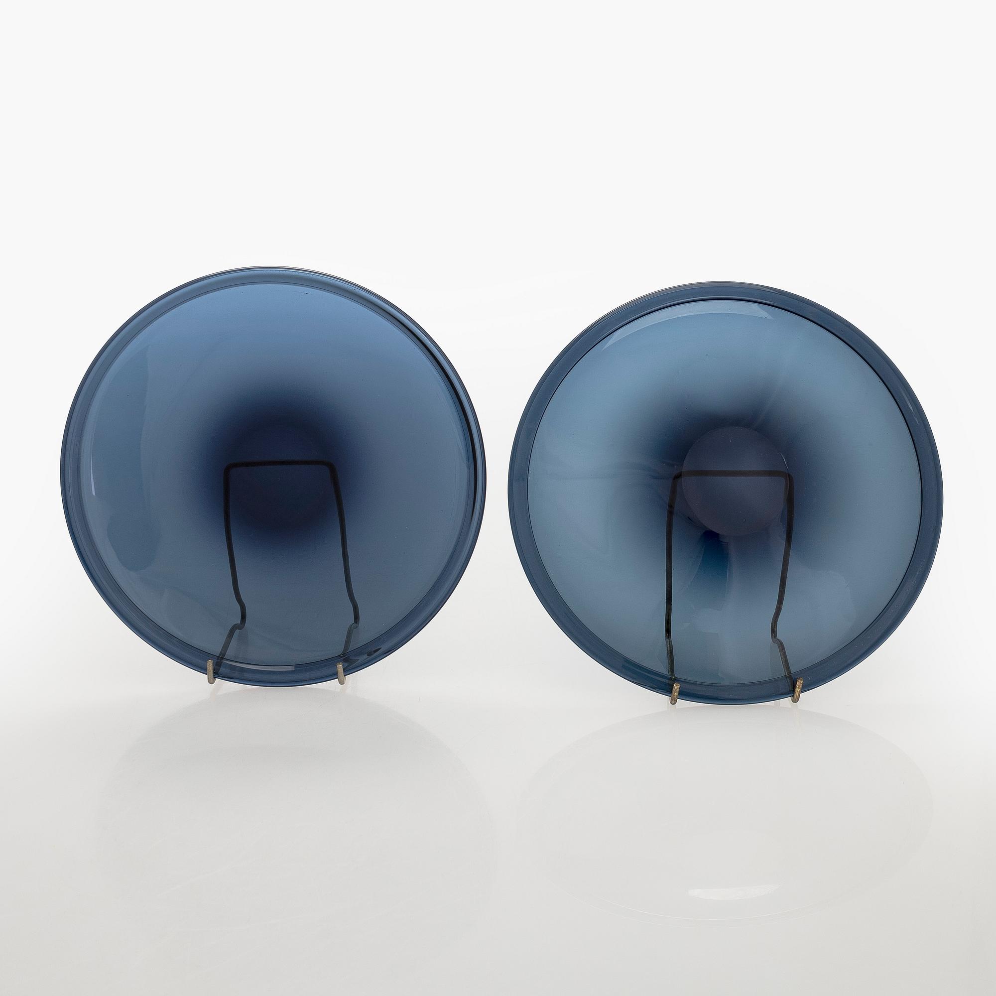 Timo Sarpaneva, six glass plates ' 'Band rim', signed  Timo Sarpaneva Iittala -57.