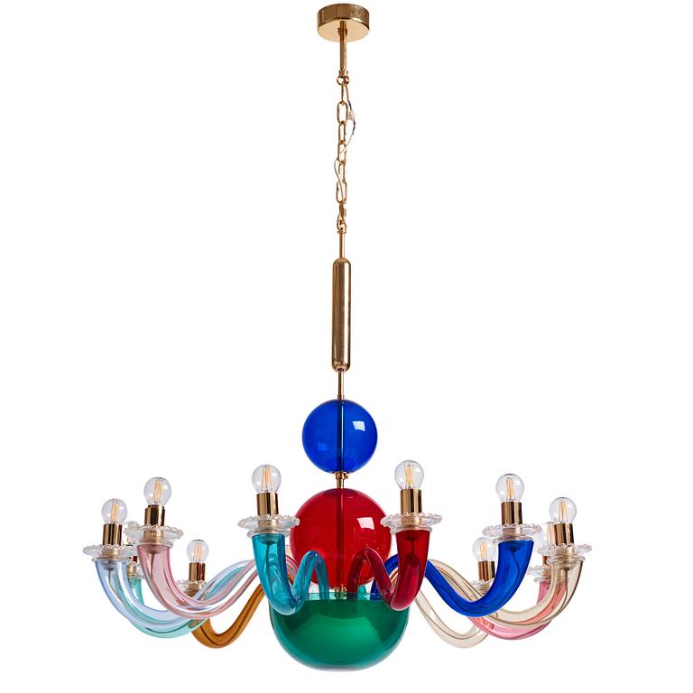 Gio Ponti, a contemporary 12 light chandelier, for Venini, Italy.