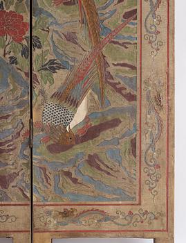 A four panel lacquer screen, Qing dynasty.