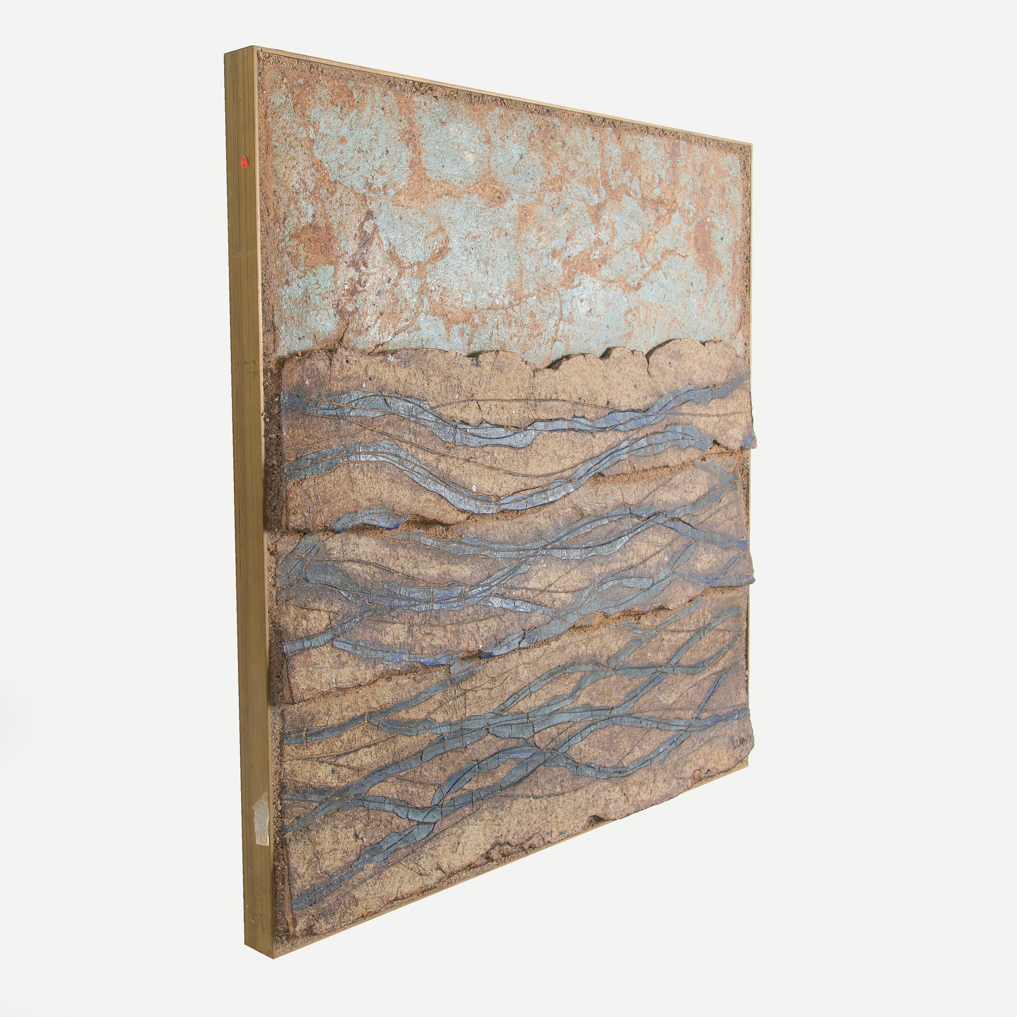 Francesca Mascitti-Lindh, a stoneware relief  "Onda", signed F. Lindh.