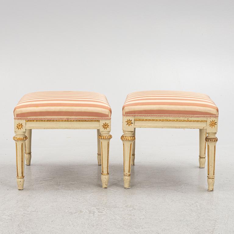 A pair of Gustavian stools, late 18th century.