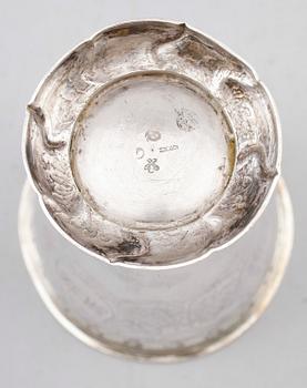 BÄGARE, silver, Elias Modin, Sundsvall 1765. Vikt ca 261 gram.