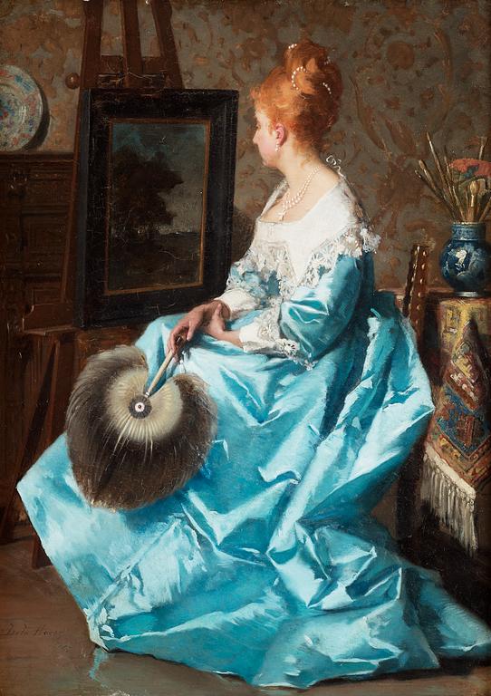Jean de la Hoese, Lady in a blue dress.