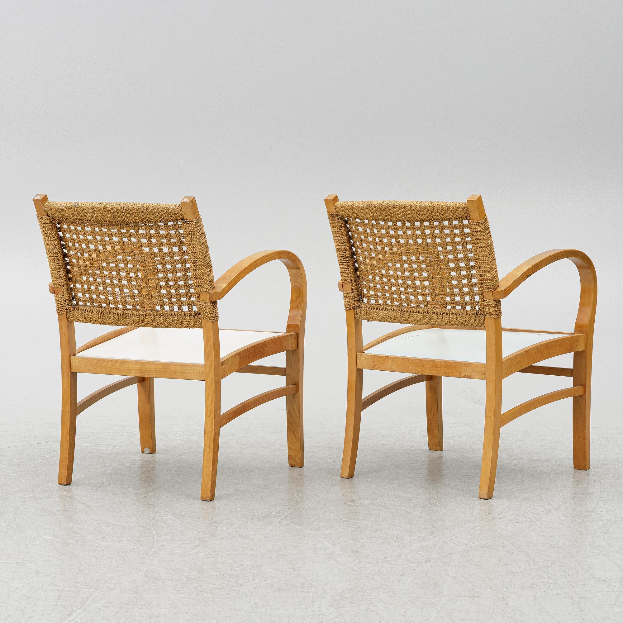 Axel Larsson, a pair of armchairs, presumably Bodafors, Sweden, 1930's.