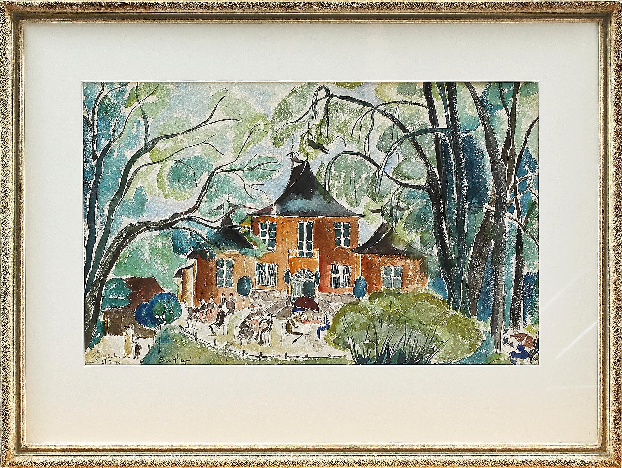 SIRI MEYER, akvarell, Englischer Garten, sign. o dat. 1922.