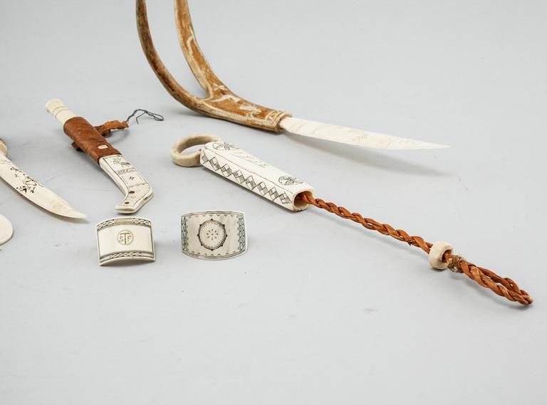 Seven sami objects, i.a letter openers, first half of the 20th century.